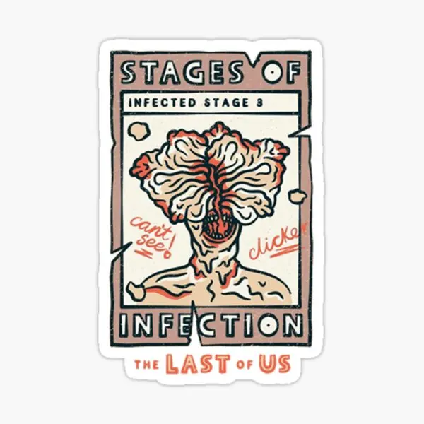 

The Last Of Us Stages Of Infection Click 5PCS Stickers for Living Room Water Bottles Luggage Anime Kid Cute Funny Window Print
