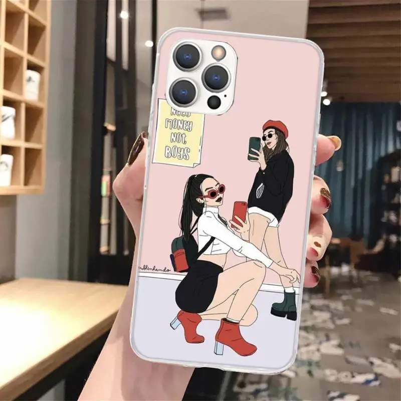 Чехол для телефона с рисунком девочек Best Friends Forever BFF мягкий чехол iPhone 13 12 Mini 11 Pro Max X
