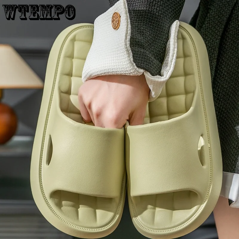 WTEMPO Women Slippers Thick Bottom Bathing Silent Non-slip Beach Shoes Couples Sandal Fashion Platform Soft Flip Flops Wholesale