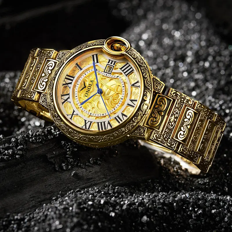 

Luxury Quartz Watches for Men Retro Pattern Unique Design Mens Watch Waterproof Fashion Business Men's Wristwatch zegarek męski