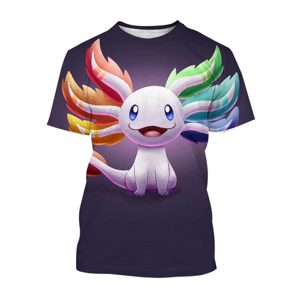

Axolotl T-Shirts Cartoon Animal 3D Print Streetwear Men Women Casual Fashion Oversized T Shirt Harajuku Kids Tees Tops Clothing