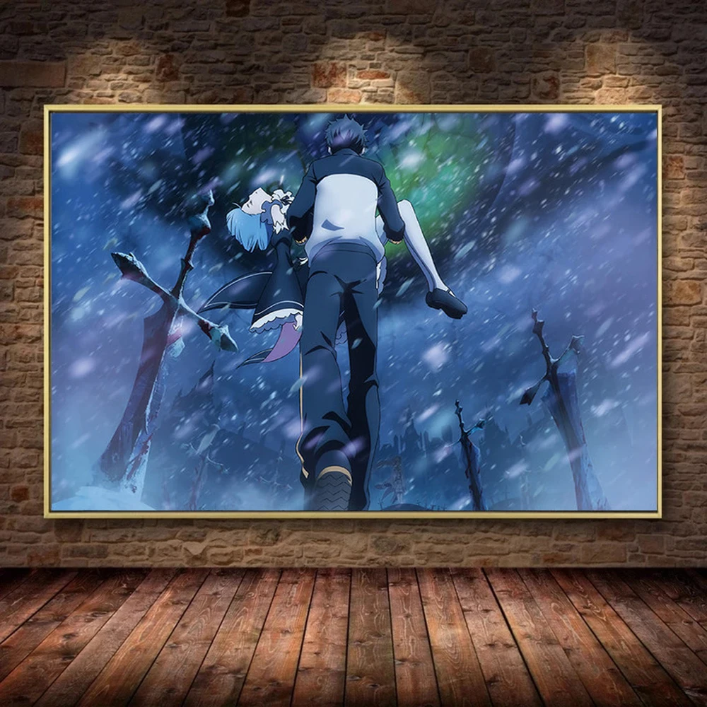 

Аниме постер Re:zero Kara Hajimeru, популярная японская манга, холст, живопись, комикс, настенные художественные принты, картина для гостиной, детской...