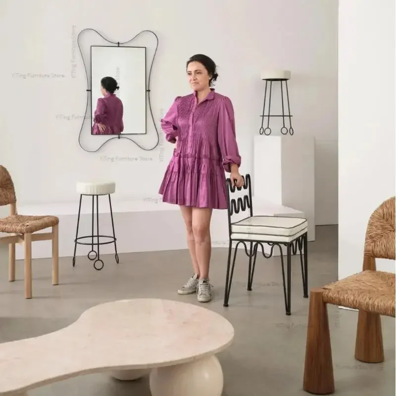 Французский железный обеденный стул дизайнерский домашний ретро-волновой