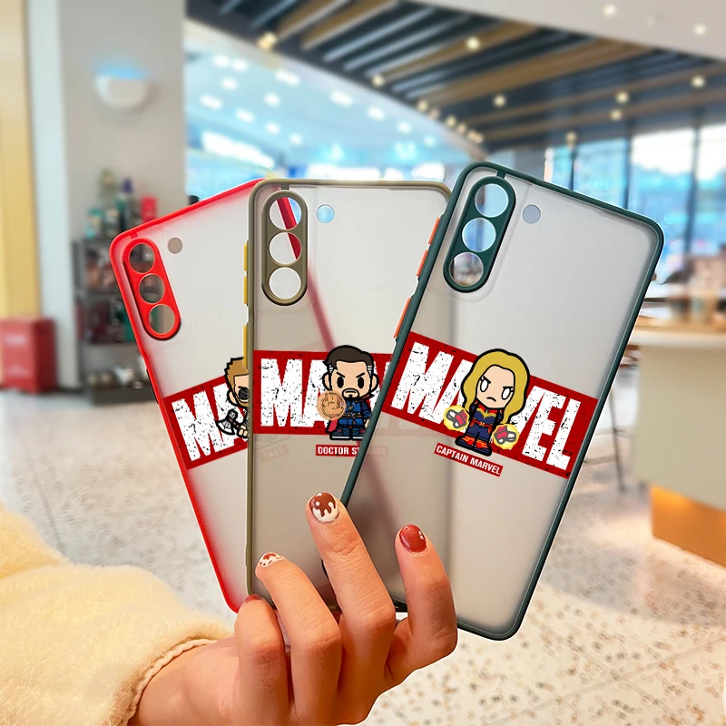 

Marvel Hero Cartoon Cute For Samsung Galaxy S22 S21 Ultra S20 FE Lite S10 S9 S8 Plus 5G Frosted Translucent Phone Case Cover