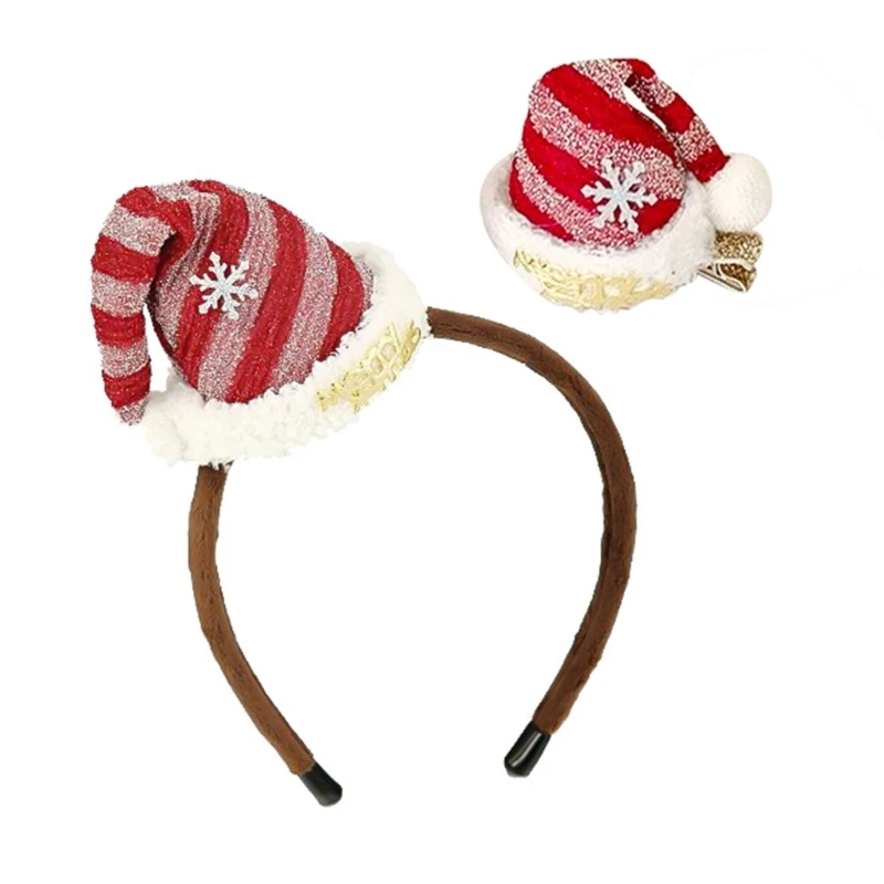

Adults Kids Christmas Headbands Hairpin Set Plush Christmas Santa Hat Headwear Party Cosplay Costume Hair Accessories