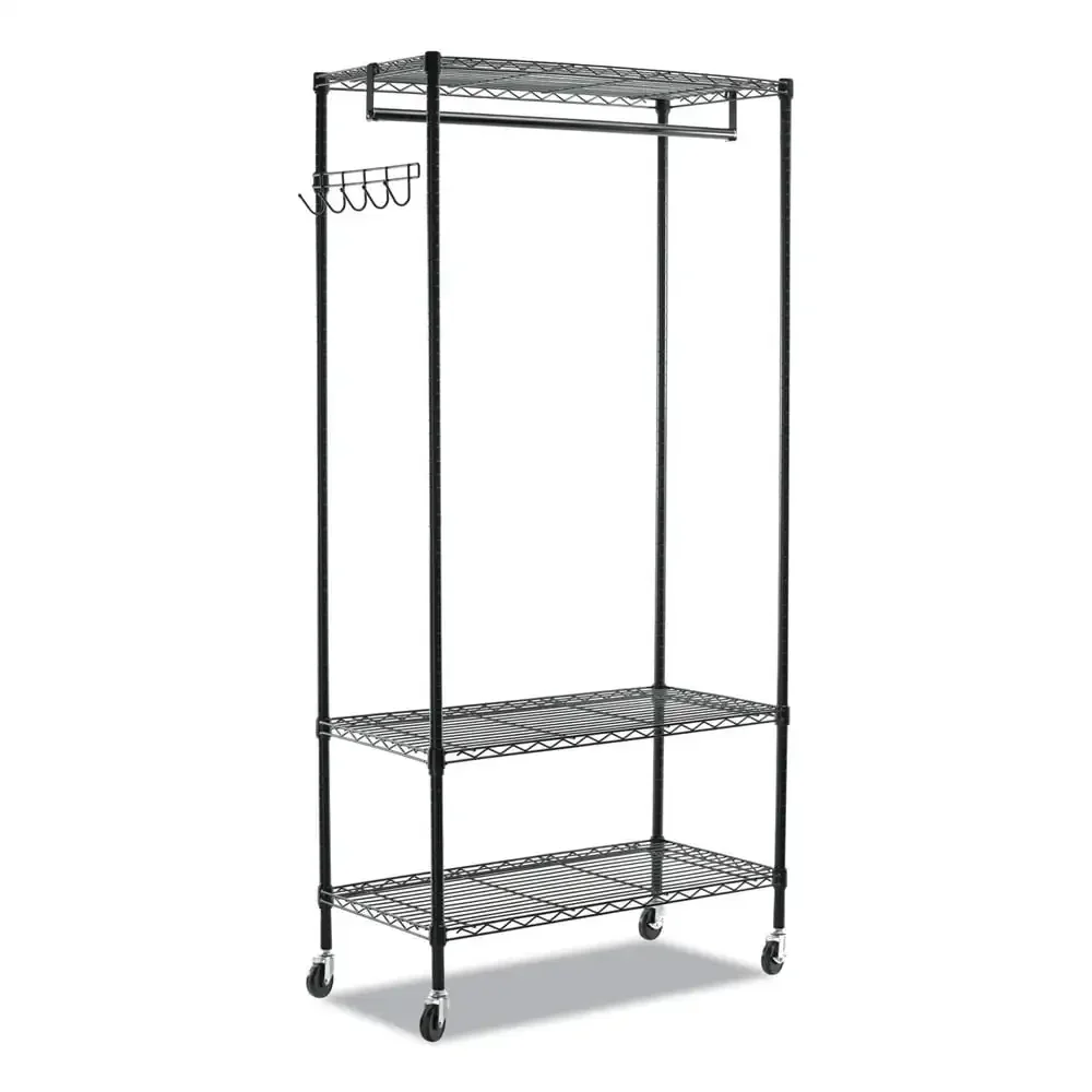 

Alera ALEGR364818BL 48 in. W x 18 in. D x 75 in. H 40 Garments Wire Shelving Garment Rack - Black