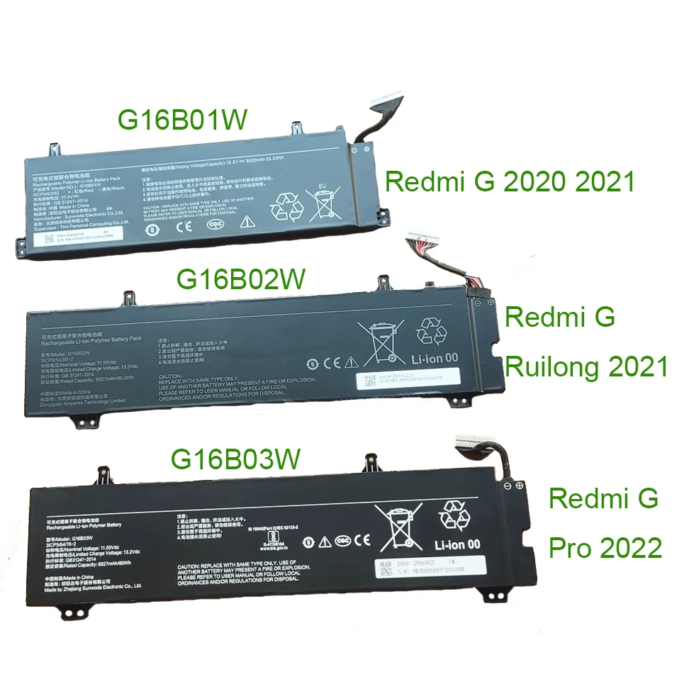 Аккумулятор для ноутбука G16B01W G16B02W G16B03W Redmi G 2020 2021 RedmiG RUILONG Pro Gamebook 2022 Ryzen 2024 RMG2215-AI