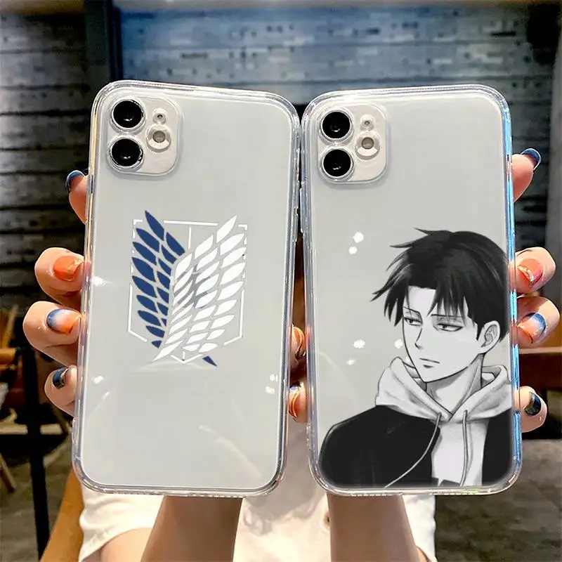 

Hot Anime Attack On Titan Phone Case Transparent for iPhone 11 12 13 mini pro XS MAX 8 7 6 6S Plus X 5S SE 2020 XR