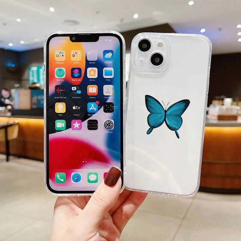 clear phone case for iphone 13 mini 11 12 pro Butterfly mobile phone shell xr xs hot explosion 14 7 8plus soft transparent cover