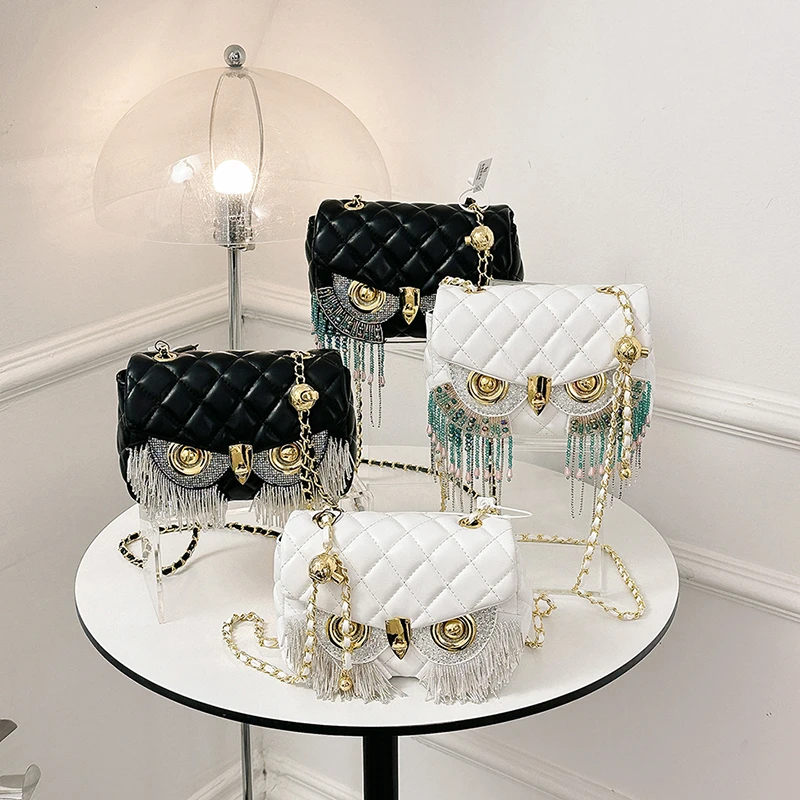 High Quality Women's Bag Fashion Owl Purses And Handbags Chain One Shoulder Messenger Bag Luxury Designer Tassel Bags For Women