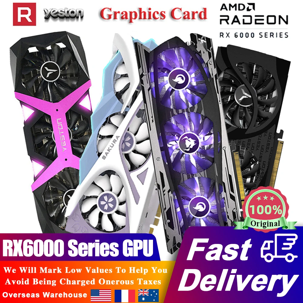 

YESTON RADEON RX6000 Series Graphics Card 16G GDDR6 256bit 1980-2190MHz DP*3+HDMI-Compatible Display Video Card New RX AMD GPU