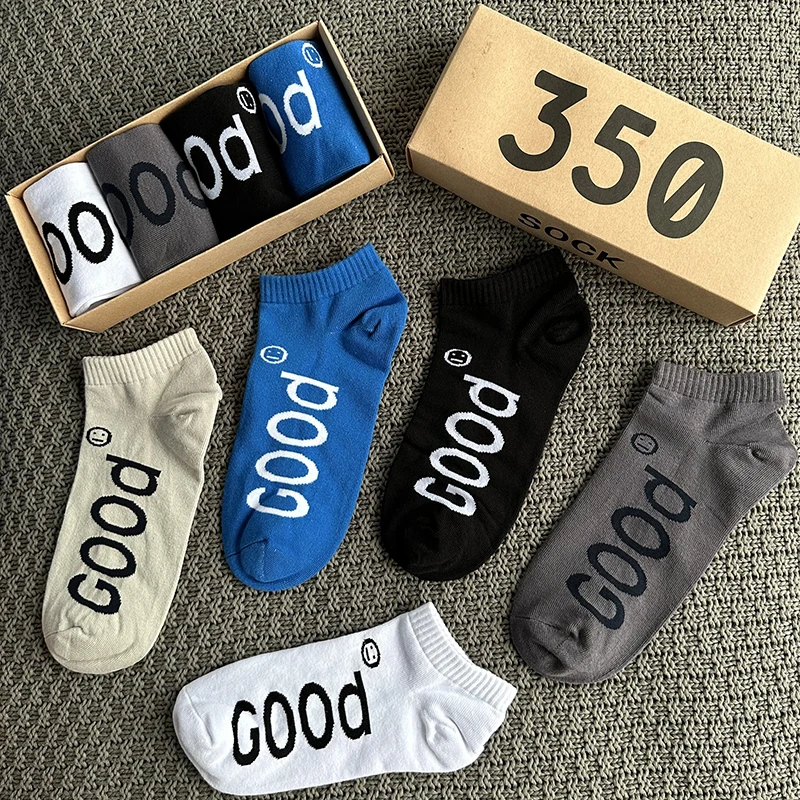 

Носки мужские тонкие 4 пары/коробка, летние однотонные дышащие удобные, до щиколотки, тонкие