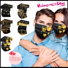 Маска для лица одноразовая унисекс, Рождественская маска, черная Пылезащитная ткань, маска с принтом на День святого Валентина, одноразовая маска для взрослых