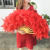 7040cm large pink feather fan stage performance dance fan photography props lolita feather folding fan wedding party decoration