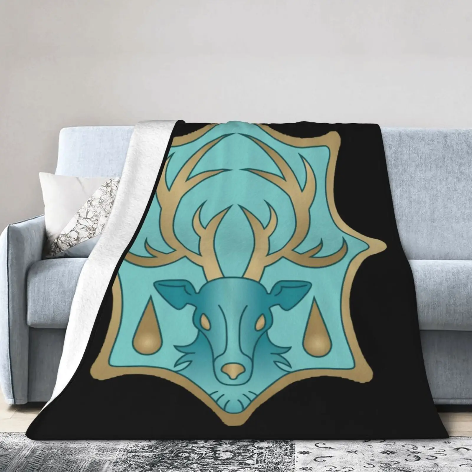 

Aqua Deer Black Clover Insignia Blanket Breathable Flannel Winter Super Warm Bed Blanket Travel Bedding