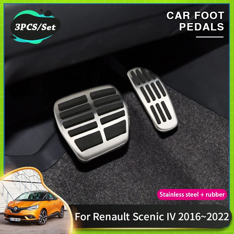 Car Pedal Anti-slip Dirty Pads For Renault Grand Scenic 4 IV 2016~2022 2020 Car Aluminum Alloy Foot Pedal Pad Covers Acessories