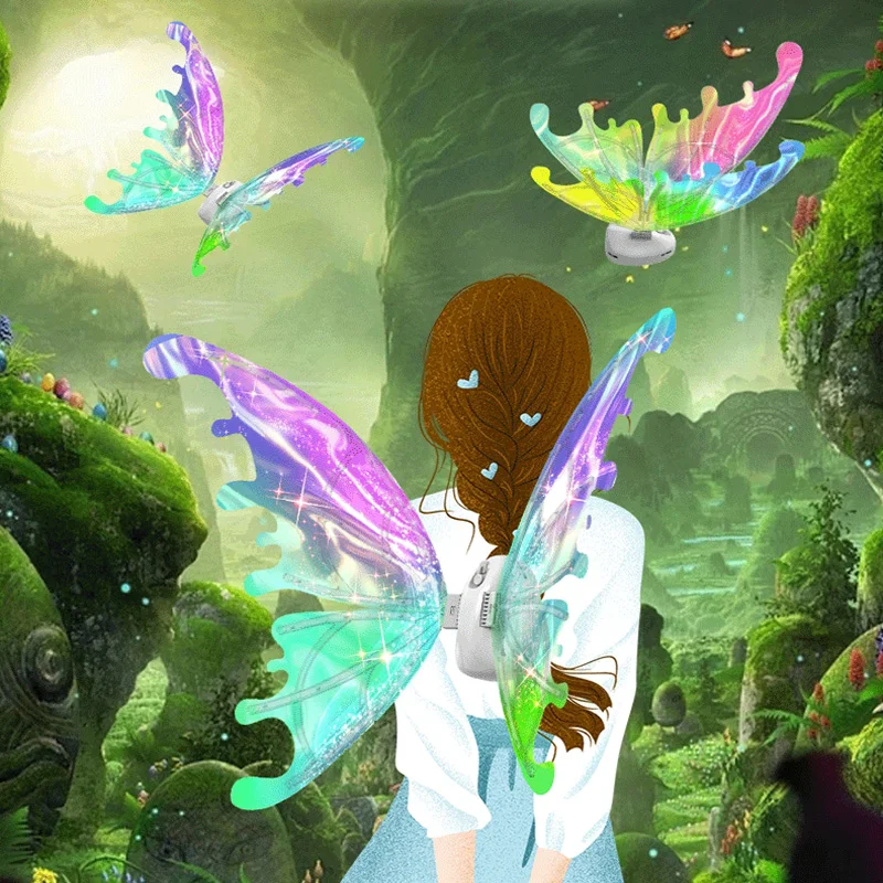 

Светодиодные мигающие огни, искусственная кожа, эльф, принцесса, крылья ангела, уличные Игрушки для девочек, день рождения, Детские сувениры