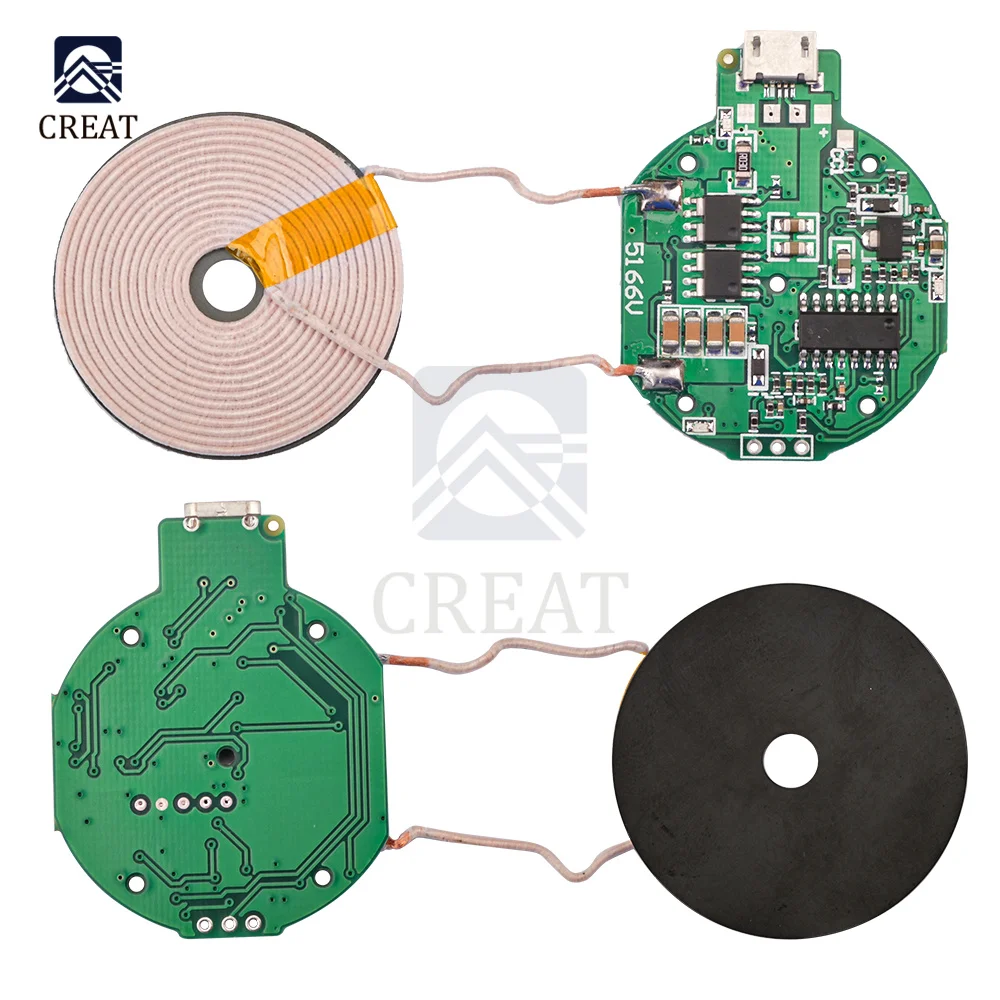 

Миниатюрный модуль беспроводной зарядки, печатная плата, катушка QI, Универсальный Встроенный модифицированный модуль передатчика «сделай ...