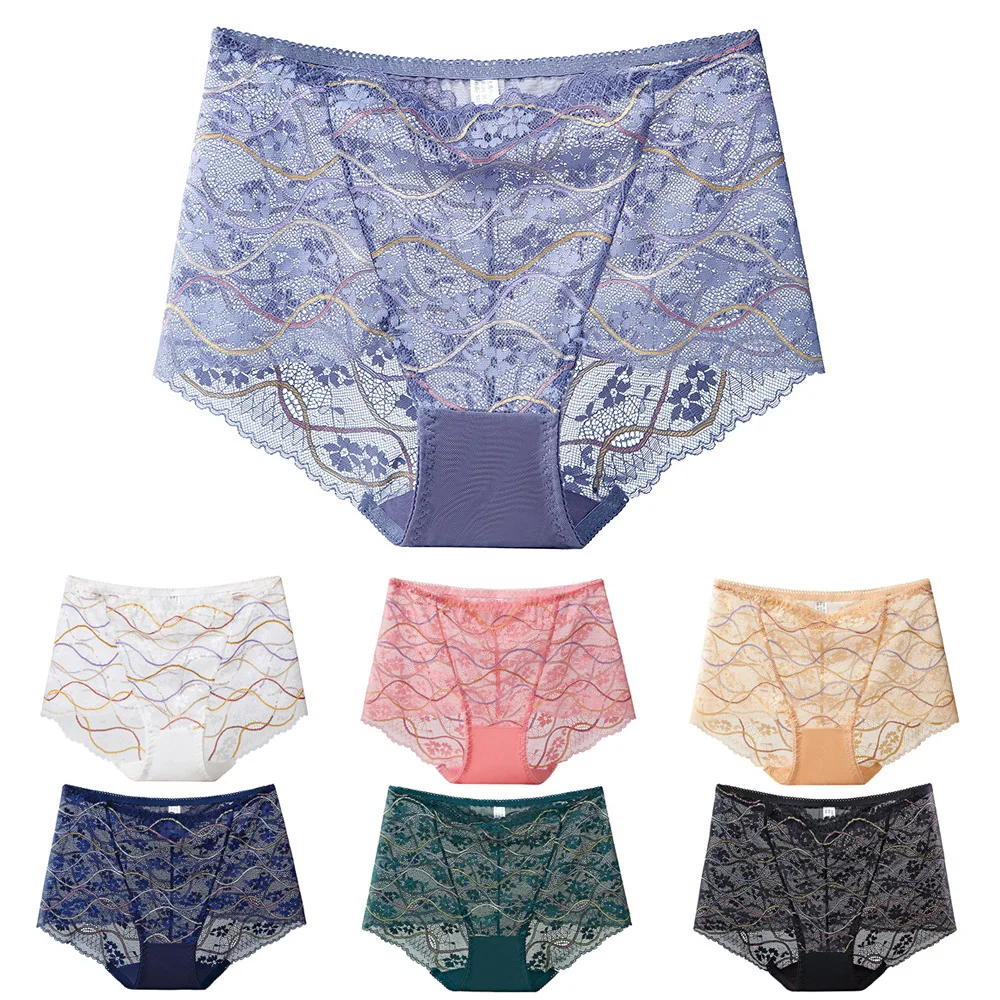 

Lace Panties Women's High Waist Sexy Transparent Large Size Hips and Abdomen Seamless Triangle Women's Panties Pure Cotton Cloth