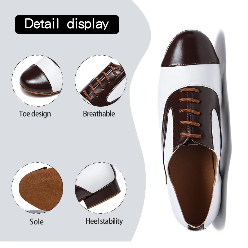 DKZSYIM New Latin Dance Shoes Men Adult Professional Salsa dance Shoes Genuine Leather Plus Size Low Heel Ballroom Tango Shoes