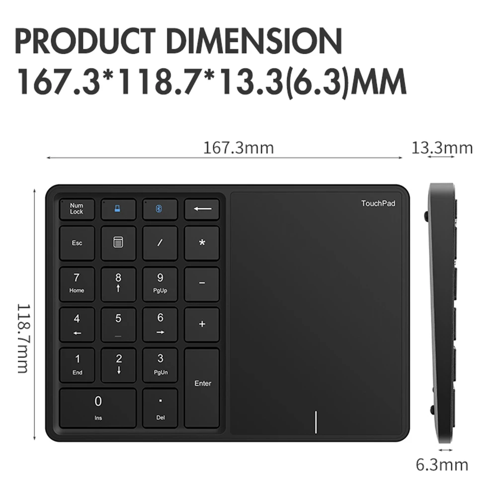 

Numeric Keyboard With Touchpad BT Keypad 2.4G Wireless Numer Pad Rechargable For Android Windows IOS MAC Laptop Tablet