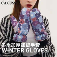 hanging neck gloves women autumn winter outdoor plush thickened warm ski mittens camouflage cycling gloves customized wholesale