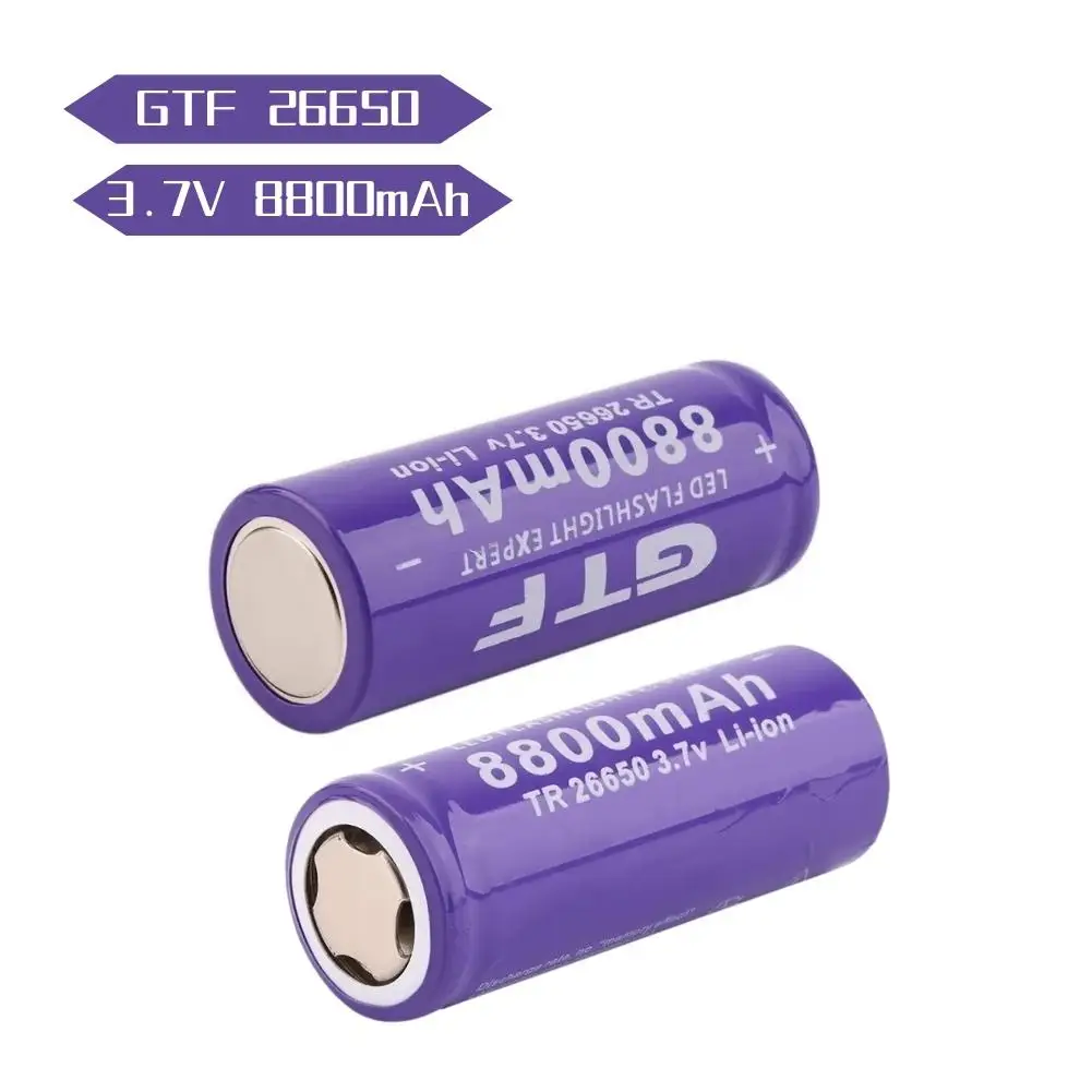 

Совершенно новый оригинальный литий-ионный перезаряжаемый аккумулятор 26650 3,7 в 8800 мАч, подходит для фонариков и других областей,