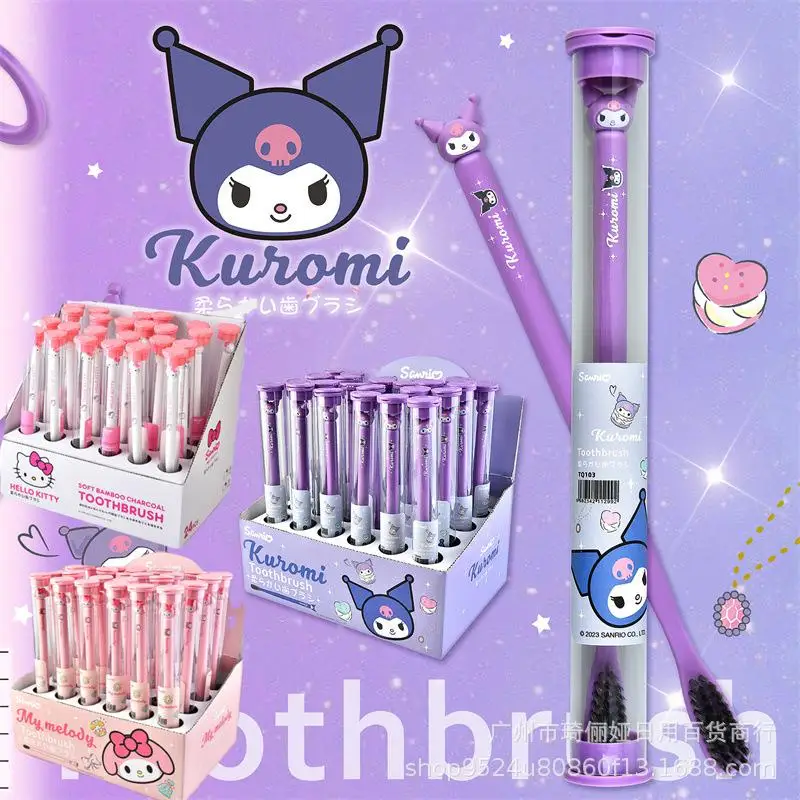

Зубная щетка с мягкой щетиной из бамбукового угля, Kawali Sanrio Hellokitty Kuromi My Melody Cinnamoroll