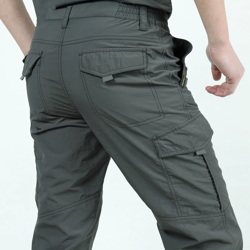 

Male Summer Outdoor Sports Fast Dry Pants Army Training Hiking Climbing Hunting Multi-pocket Breathable Thin Large Size Trousers