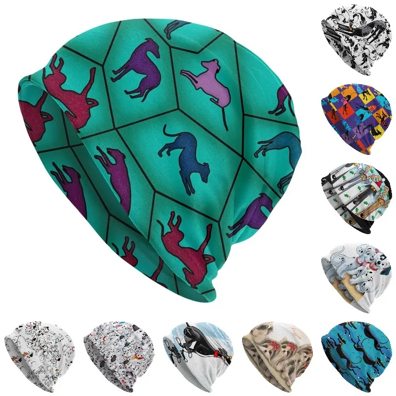 

Winter Warm Greyhound Faux Stained Glass Bonnet Homme Slouchy Beanie Hat Cool Whippet Dog Outdoor Ski Skullies Beanies Cap