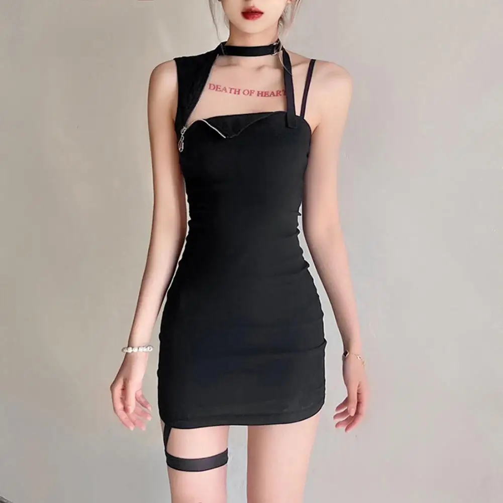 

Асимметричное Платье-футляр на бретельках без рукавов, женское облегающее мини-платье с запахом на бедрах, Клубная одежда, вечерние платья ...