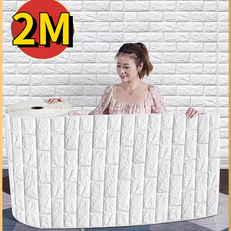 

70cmx2m 3D Continuous Imitation Brick Wall Stickers Self-adhesive Waterproof Wallpaper Living Room Home Bedroom Decoration