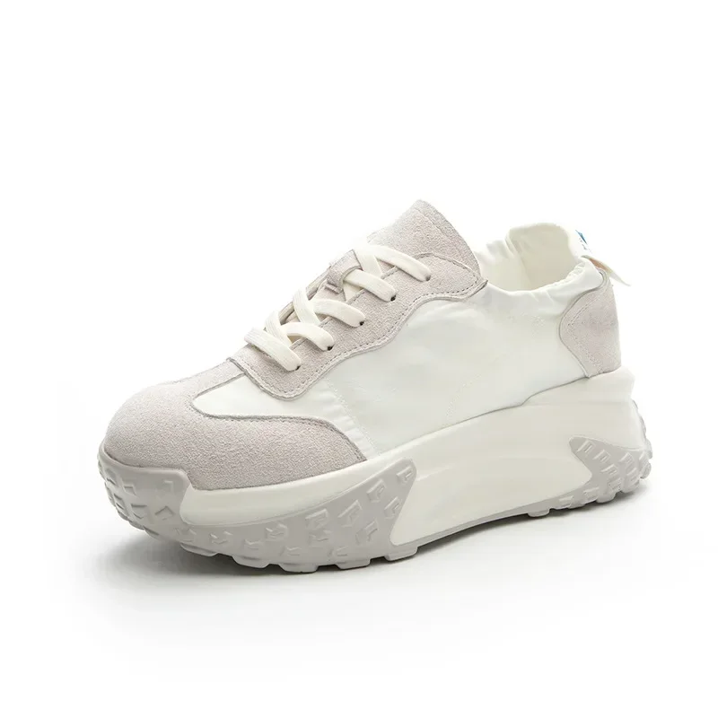 

Heightened Women Shoes Dad Shoes Autumn 2023 Casual Versatile Sports Board Shoes Thick Soles with Rounded Toe for Breathability