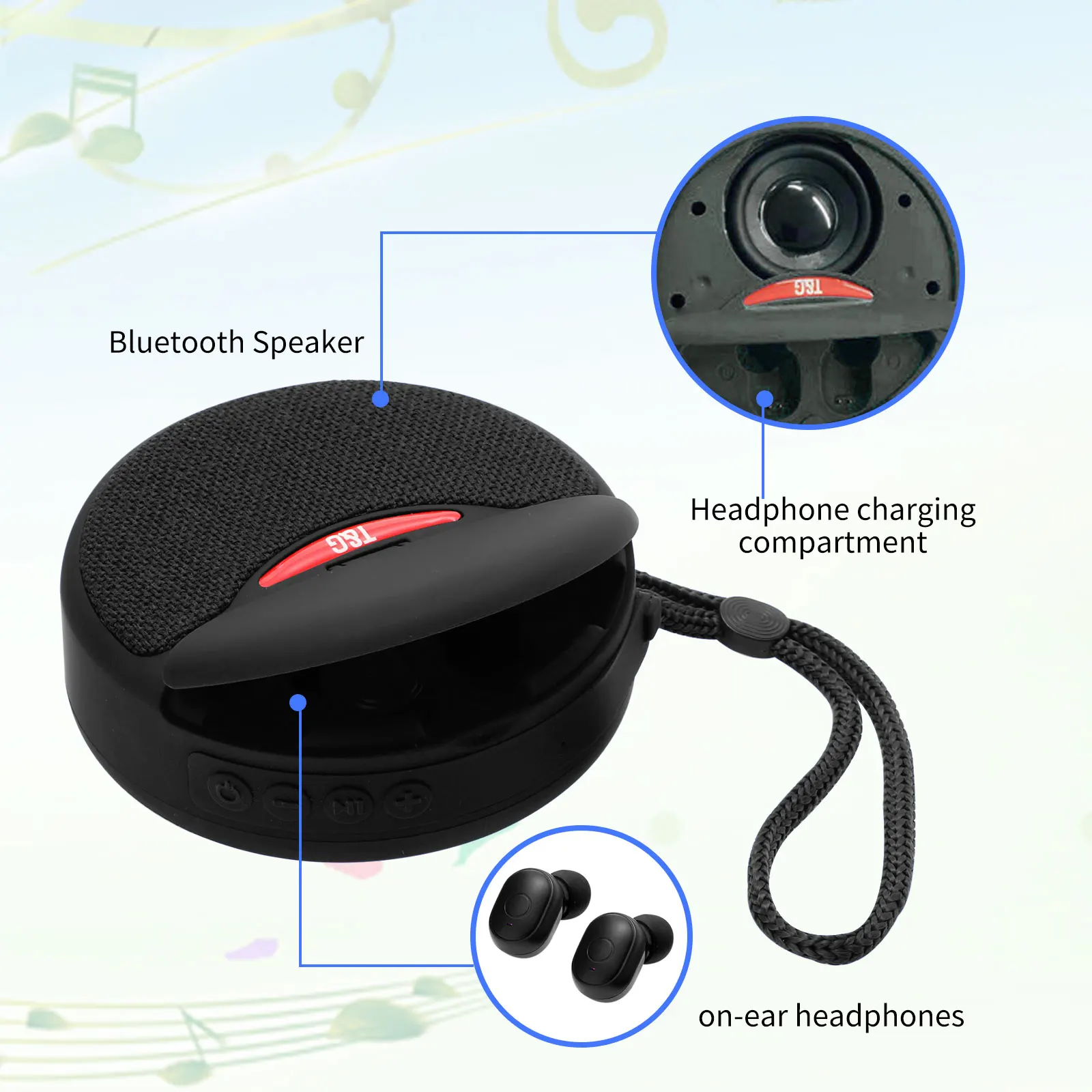 

TG808 Bluetooth headset speaker two in one tws5.0 Stereo Outdoor Sports ear For all smartphones
