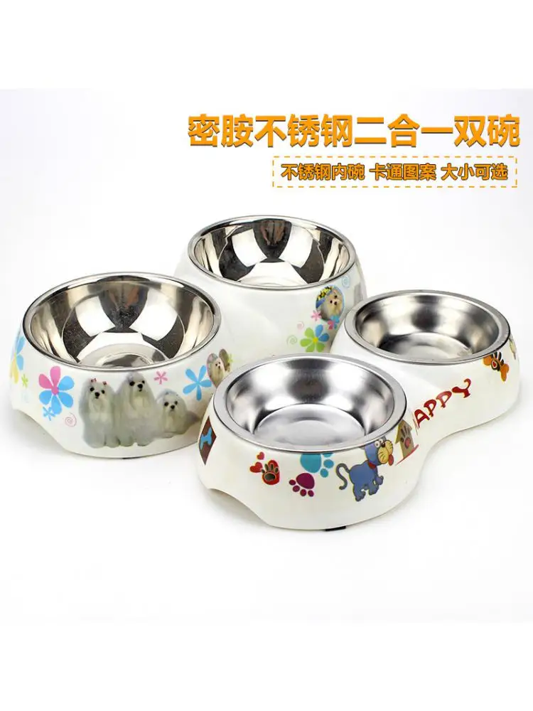 

Pet Bowl, Dog Stainless Steel Double Bowl, Two-in-one Dog Bowl, Non-slip Cat Bowl, Pet Feeding Supplies