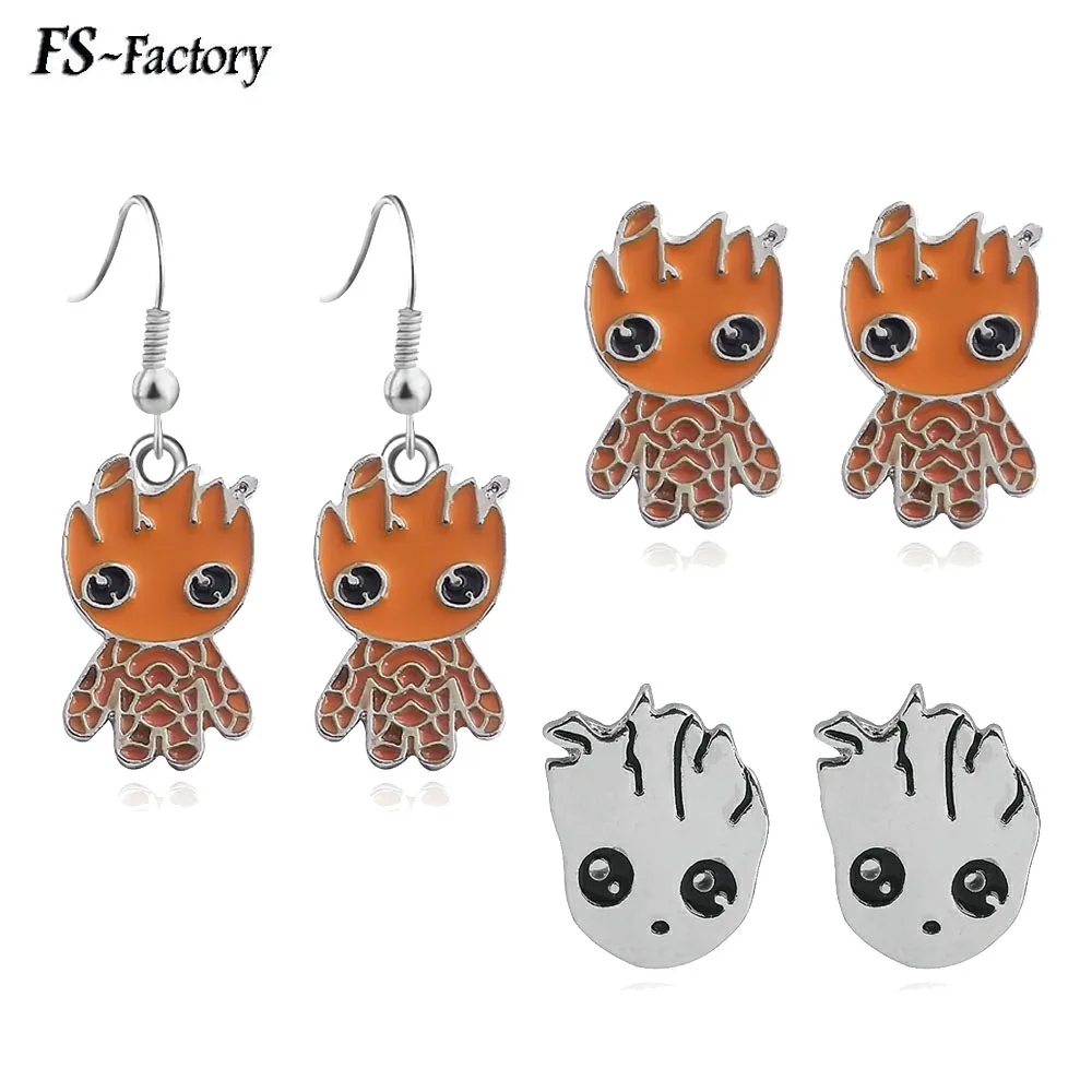 

Hot Movie The Avenger Groot Earrings Cute Metal Earstuds Super Hero Cosplay Prop Accessories For Women Earring Jewelry Gift