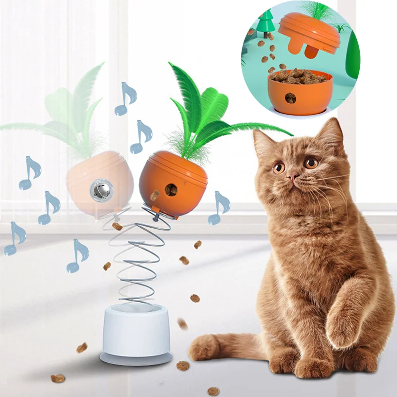 

Interactive Pet Toys Cat Dog Leaking Food Ball Sucker Spring Carrot Cat Toy Kitten Puzzle Interactive Game Exercise Pet Supplies