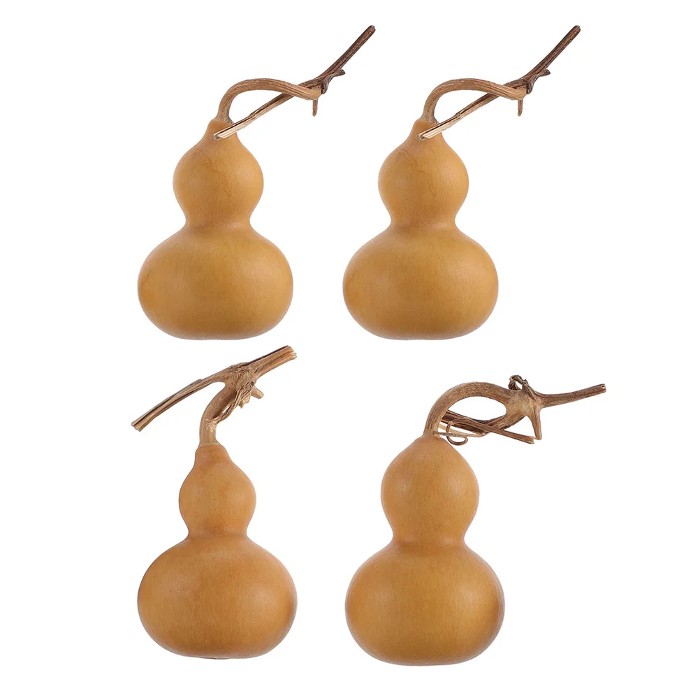 

4 Pcs Chinese Wu Home Décor Lucky Natural Dried Hu Small Gourd Vintage Decor Calabash Ornament Wealth Figurine
