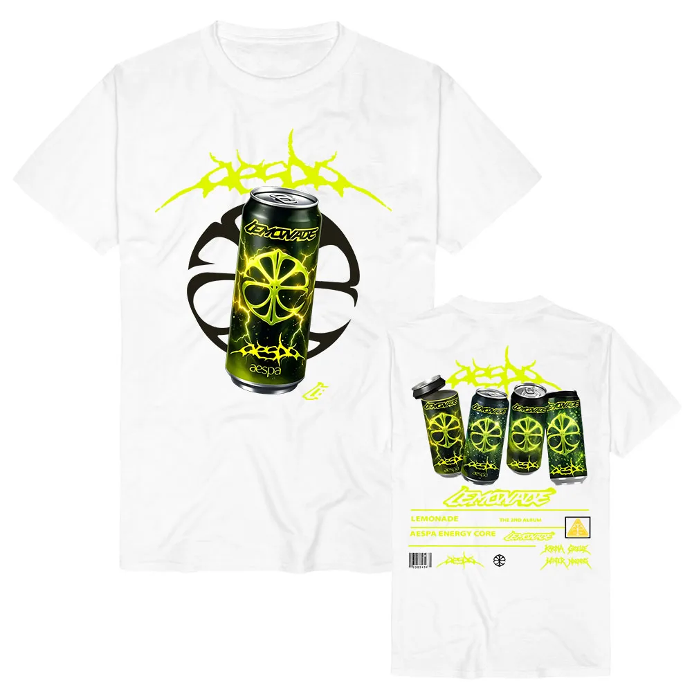 Фото Футболка Aespaaa LEMONADE с коротким рукавом, хлопковая, с круглым вырезом, модная, для женщин и мужчин, с принтом в стиле корейской группы №5