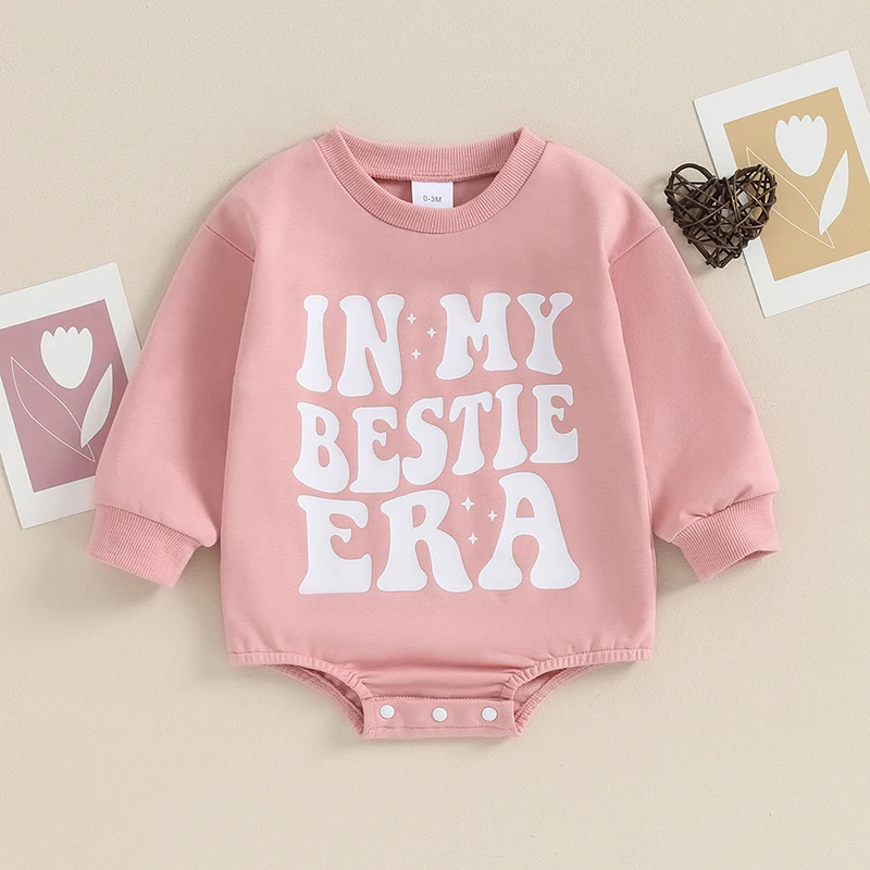 

Осенние повседневные комбинезоны для новорожденных девочек, одежда для 0-18 месяцев, свитшоты с круглым вырезом и длинными рукавами с буквенным принтом