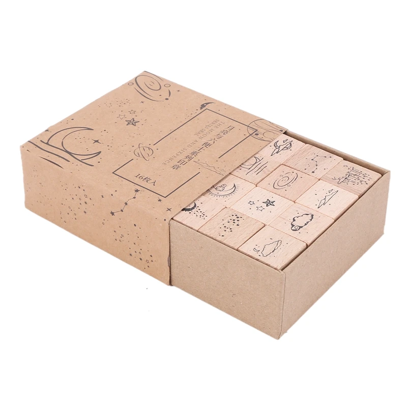 

Vintage Planet Sunrise Moon Star Cloud Stamp DIY Wooden Rubber Stamps For Scrapbooking Stationery Scrapbooking Standard Stamp