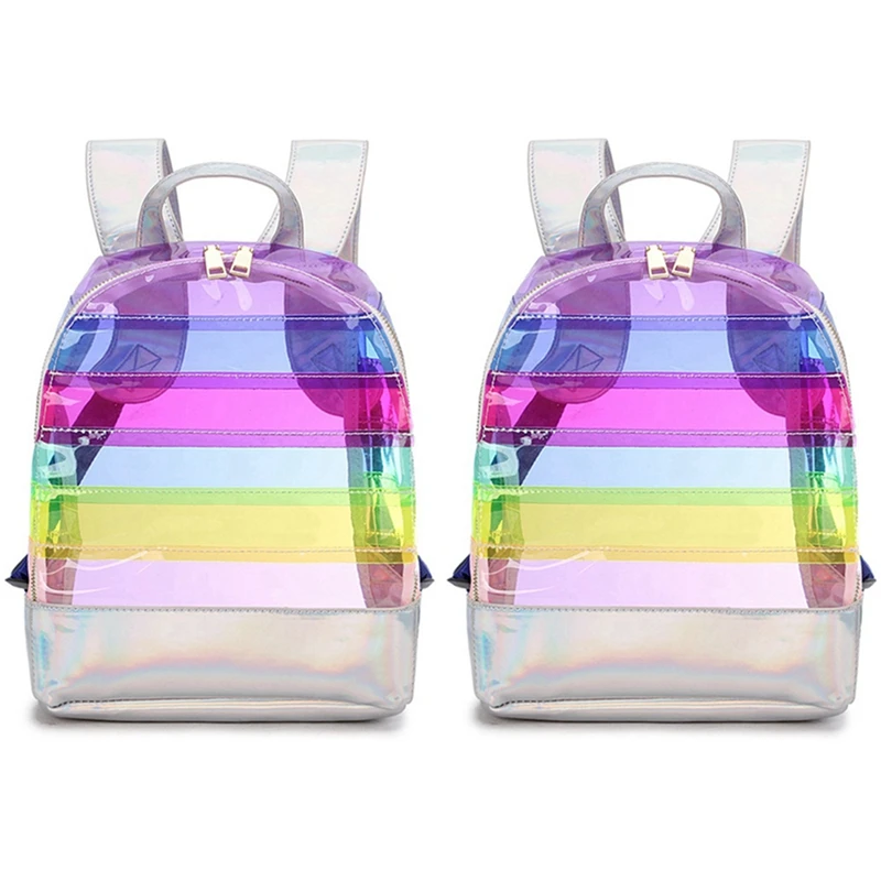 

DOME-2X-Purple-Color-Backpack-Backpack-Colorful-Stripes-Plastic-Transparent-Backpack-Bag-Ladies-Travel-Bag-Ladies-Bag