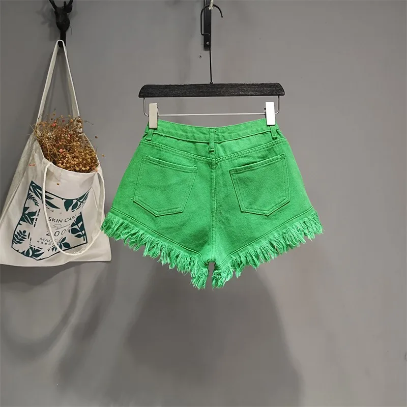 White A-line Casual Jeans Short Boort Pants  2023 Summer New Women's Clothing Trendy Style All-Match Ins Wide-Leg Denim Shorts