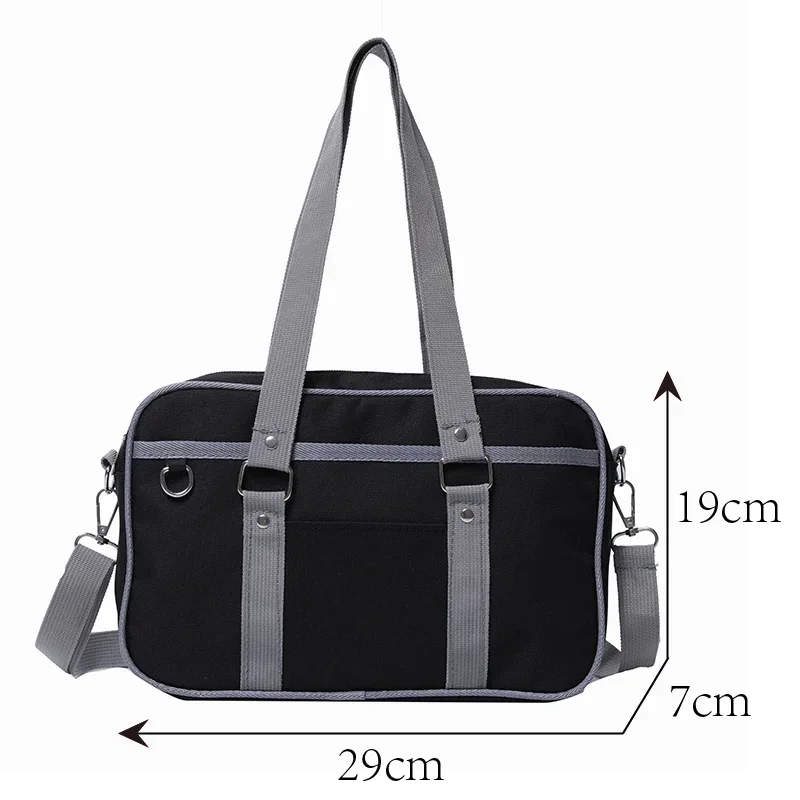 Japoński styl JK różowa jednolita torba na ramię damska bagaż o dużej pojemności materiałowa komputer