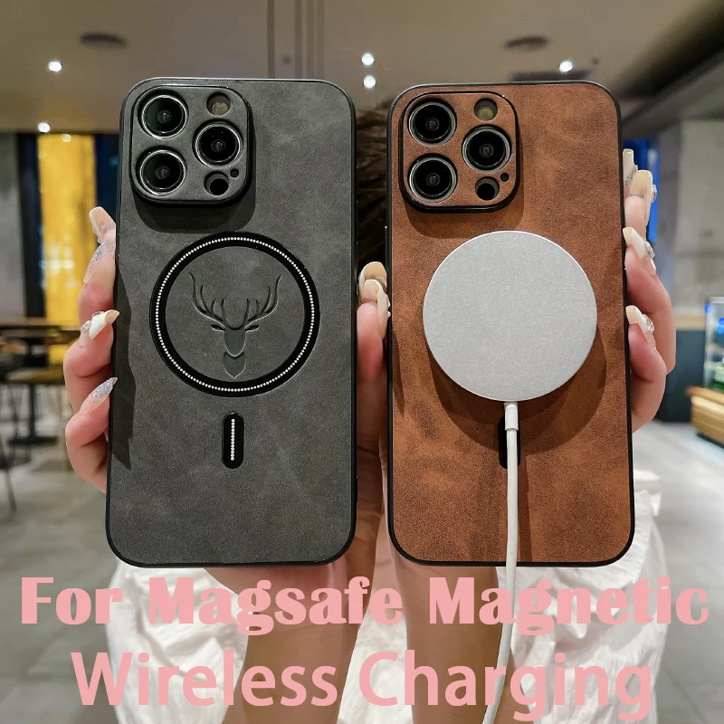 Роскошный Чехол Из Искусственной Кожи С Изображением Оленя Для iPhone 16 Pro Max 15 14 13 12 11