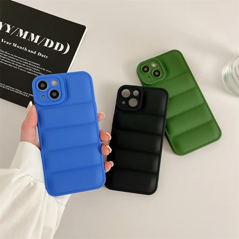 

Down Jacket Phone Case for iPhone14 13 12 11 Pro XS Max XR X iPhone 8 7 14 Plus SE 2 Foam Silicone Phone Back Cover Stylish Case