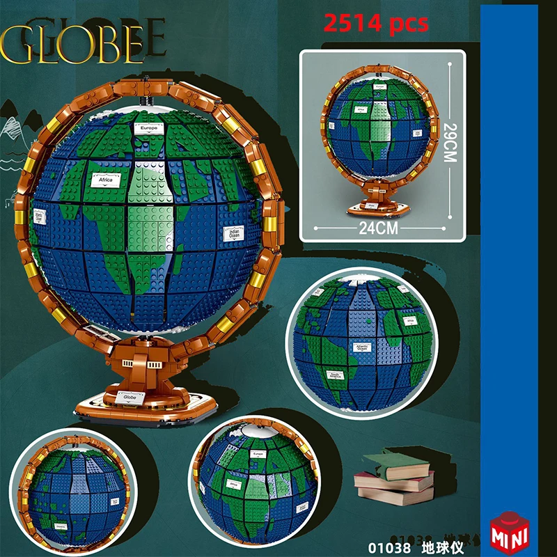 Классический креативный набор "Глобус", строительные блоки "Пишущая машинка", мини кирпичи, кофейный аппарат, кружка, модель набора "Хлебопечка" игрушки для взрослых.