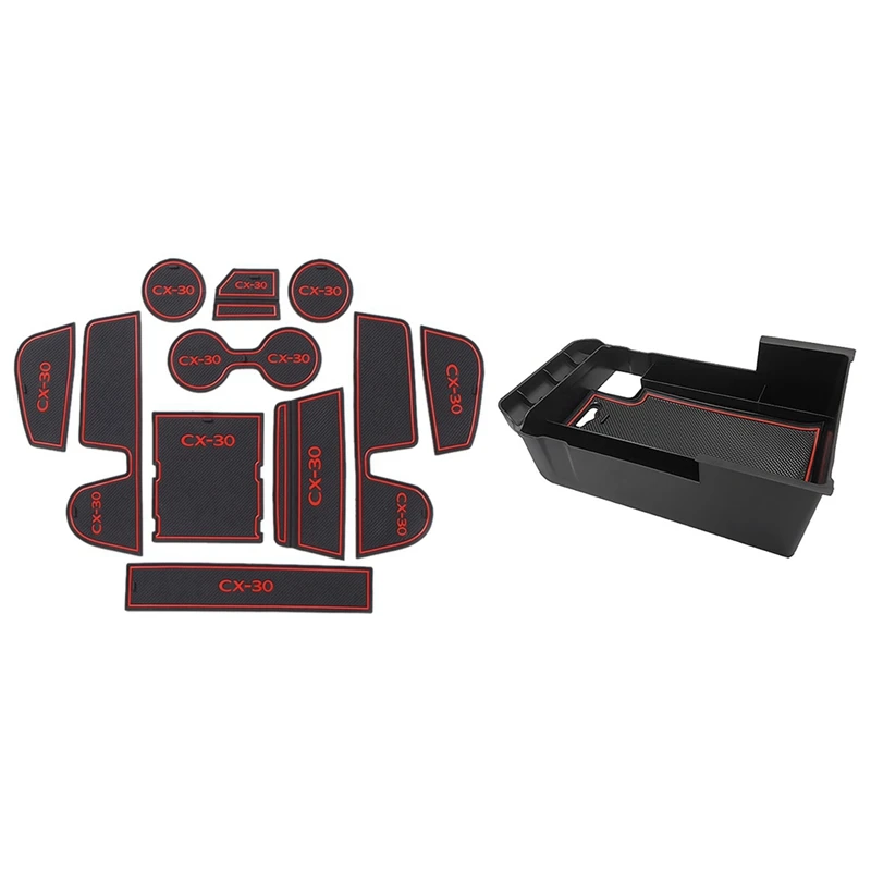 

1 Pcs Car Armrest Storage Box & 11 Pcs Car Door Mat Anti-Slip Cup Pad
