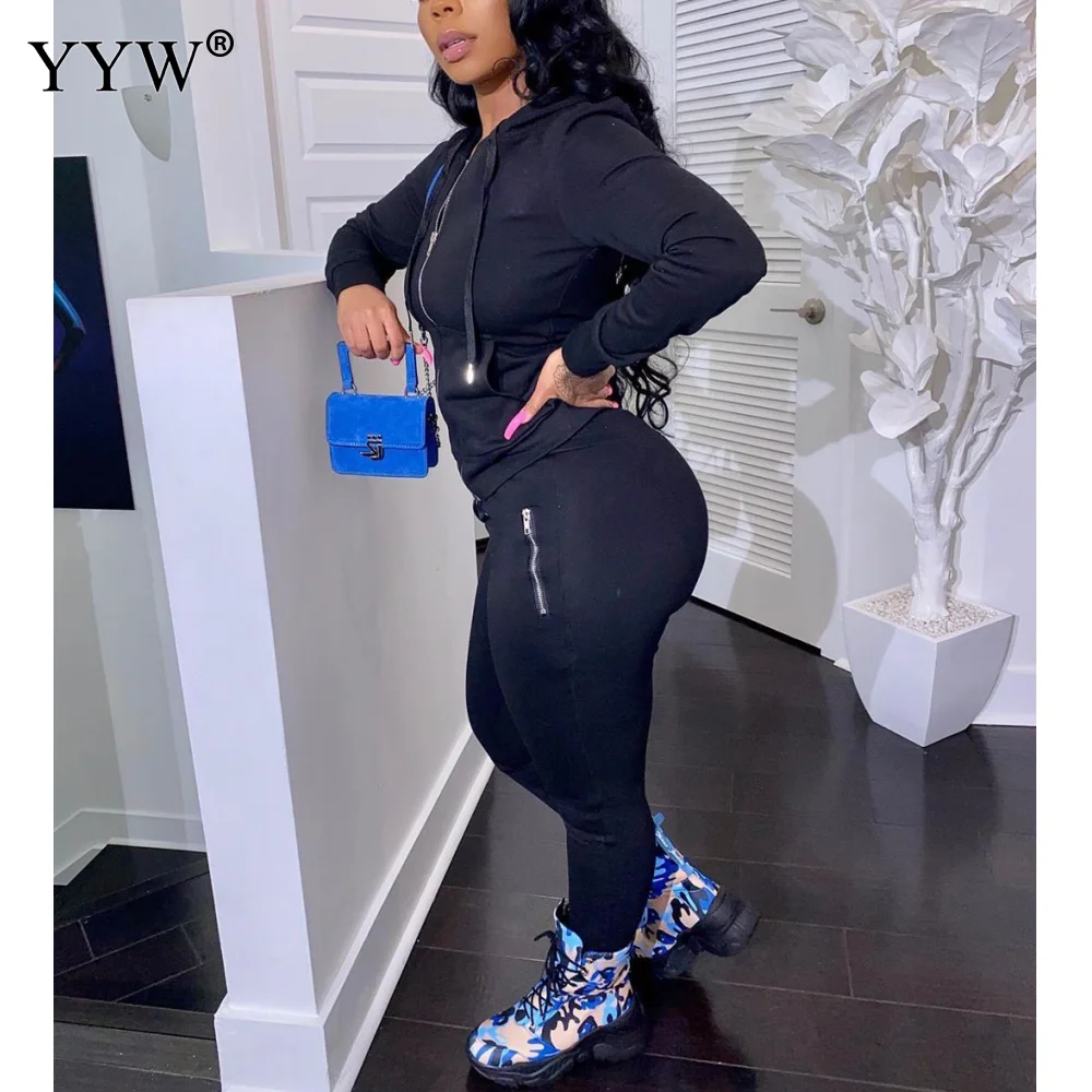 

Winter Sport Top + Pant Solid Color Suit Zipper Two Piece Outfits Jogger Sets Women Two Piece Set Tracksuit Festival Clothing
