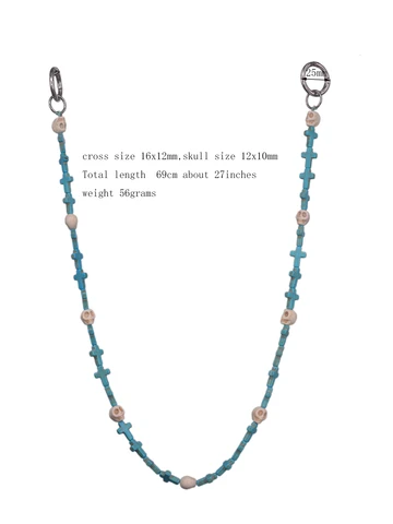Бисерочная цепочка для телефона с крестом и черепом 27 дюймов